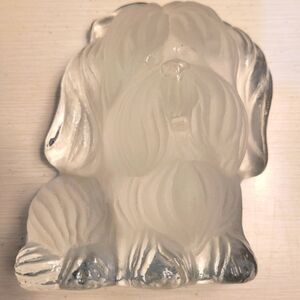 Vintage Viking Frosted Glass Dog Decor Hand made Paperweight